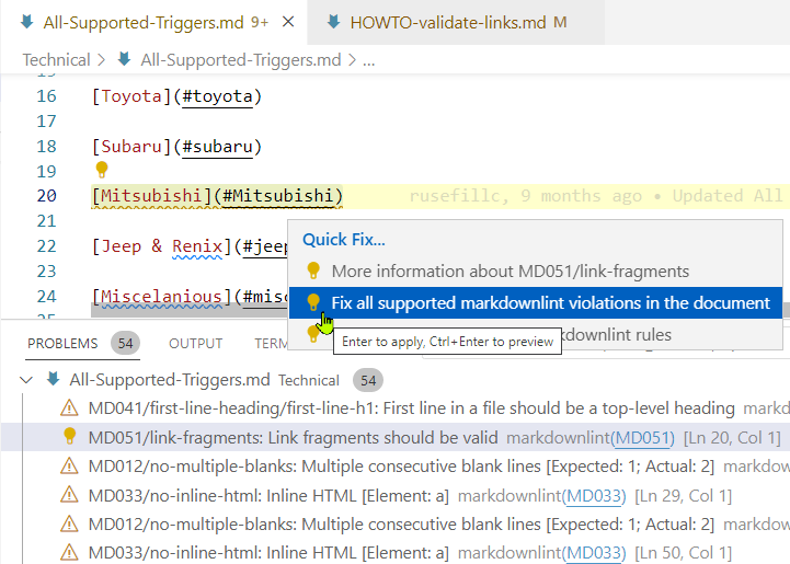 fix all rule violations